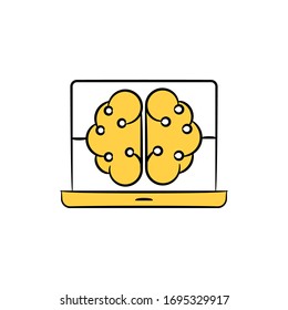 brain on laptop for machine learning concept