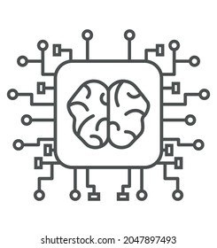 
The brain is on a microcircuit. Editable EPS-10 On A White Background.