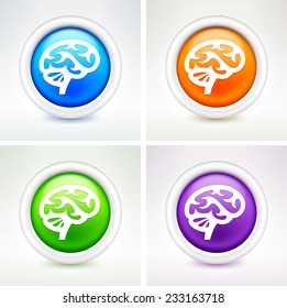 Brain on Multi Color Round Buttons