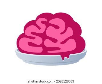 Brain on a plate - modern cartoon style object