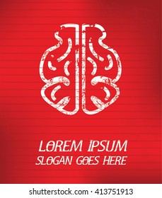 Brain on red background,poster grunge design