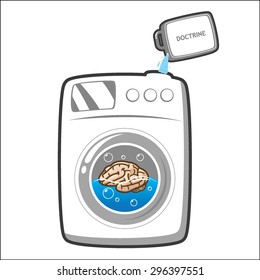 Brain on Wash machine with detergent labeled doctrine