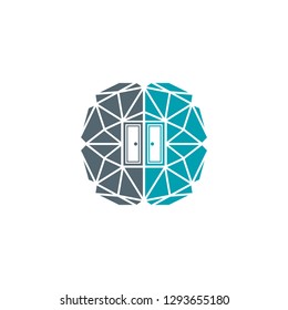 Brain opening door vector logo design