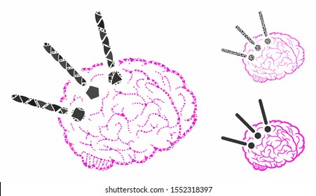 Brain operation composition of joggly parts in various sizes and shades, based on brain operation icon. Vector ragged parts are composed into collage.