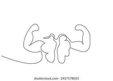 órgano del cerebro bíceps power force signo brazos abiertos una línea arte diseño Vector