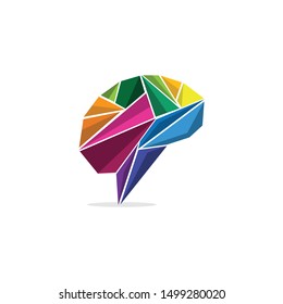 Brain Origami Colorful Science Creative Modern Logo
