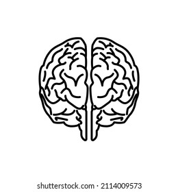 Brain Outline Front View Illustration Vector Isolated