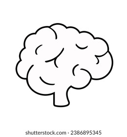 Brain outline icon flat. Isolated Vector Illustration.