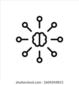 Brain outline icon. Knowledge black line illustration.