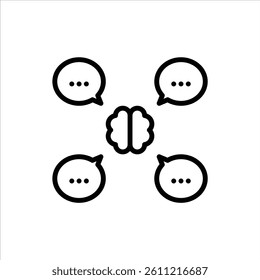 brain outline icon. thought black line illustration.