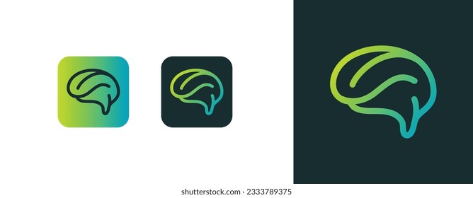 brain outline line art monoline logo vector icon. Brainstorm icon.Logo ideas. Brain vector. Psychology logo. Brain silhouette.