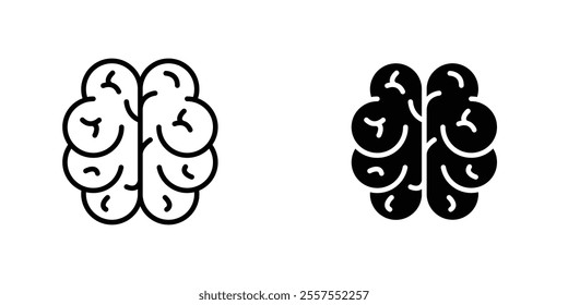Brain outlined and solid icon vector collection.