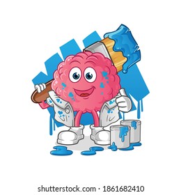 brain painter illustration. character vector