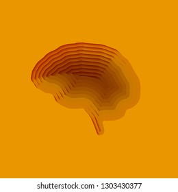 Brain in paper cut style, Layers art design concept.