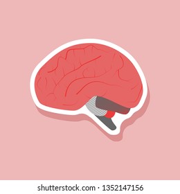 brain paper sticker on stylish background