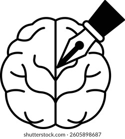 A brain with a pen in the middle