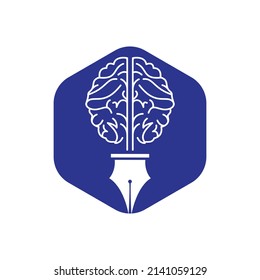 Brain pen vector logo design template. Smart creative education logo concept.	