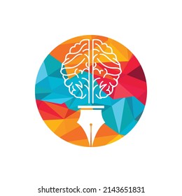 Brain Pen Vector Logo Design Template Stock Vector (Royalty Free ...