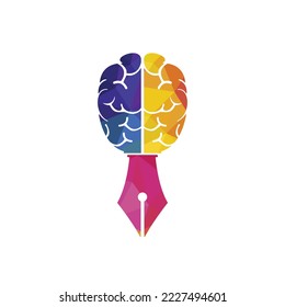 Brain pen vector logo design template. Smart creative education logo concept.	