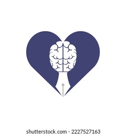 Brain pen vector logo design template. Smart creative education logo concept.	