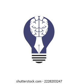 Brain pen vector logo design template. Smart creative education logo concept.	