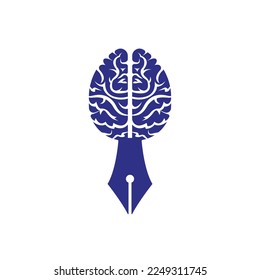 Brain pen vector logo design template. Smart creative education logo concept.	
