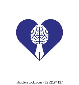 Brain pen vector logo design template. Smart creative education logo concept.	