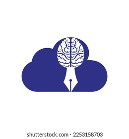 Brain pen vector logo design template. Smart creative education logo concept.	