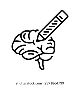 Brain and Pencil Line Icon Design for Edit or Taking Notes