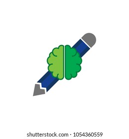 Brain Pencil Logo Icon Design