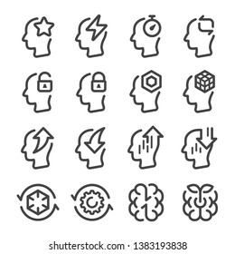 brain performance thin line icon set,vector and illustration