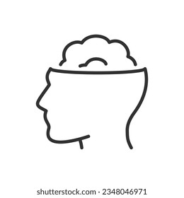 Brain in a person's head, linear icon. Line with editable stroke