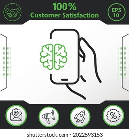 Brain in phone vector icon graphic elements for your work - Modern design