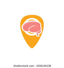 Brain Pin Logo Icon Design