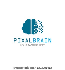 Brain pixal education vector design concept