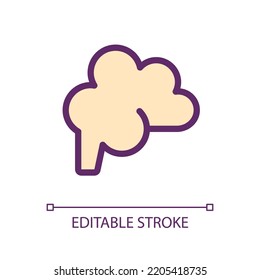 Brain pixel perfect RGB color ui icon. Nervous system. Neurological checkup. Simple filled line element. GUI, UX design for mobile app. Vector isolated pictogram. Editable stroke. Arial font used