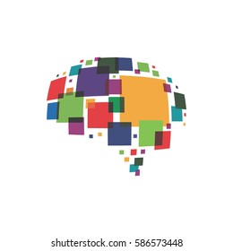 Brain pixels vector illustration.
