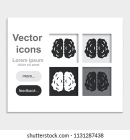Brain placed on web page template flat vector icon.