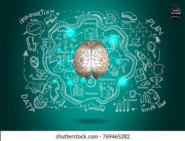 Brain  - Plan Business modern Idea and Concept  illustration.