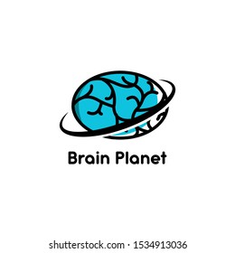 brain planet logo illustration in vector