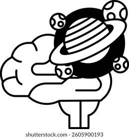 A brain with a planet in the middle of it