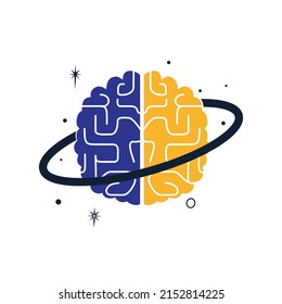 Brain planet vector logo design. Intellectual and smart logo concept.