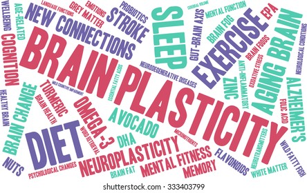 Brain Plasticity word cloud on a white background. 