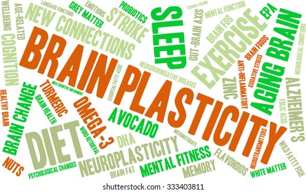 Brain Plasticity word cloud on a white background. 