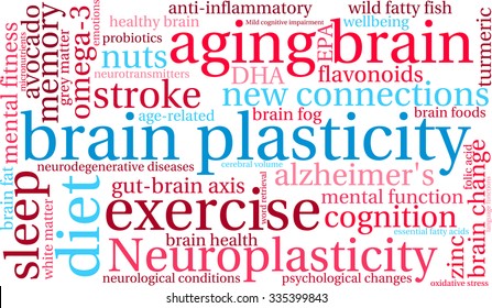 Brain Plasticity word cloud on a white background. 