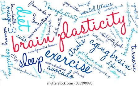 Brain Plasticity word cloud on a white background. 