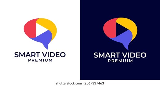 Brain Play Logo Design. Smart Media Creative Video Logo Design Template. Brain with Play Button Logo Icon. Vector Logo Design of Brain, Intelligence, Smart, Video, Play, Creative Learning.