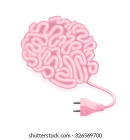 brain with plug. concept of thinking