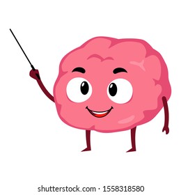 Brain with pointing stick mascot character cartoon illustration