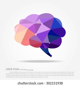 brain polygon and business icon vector